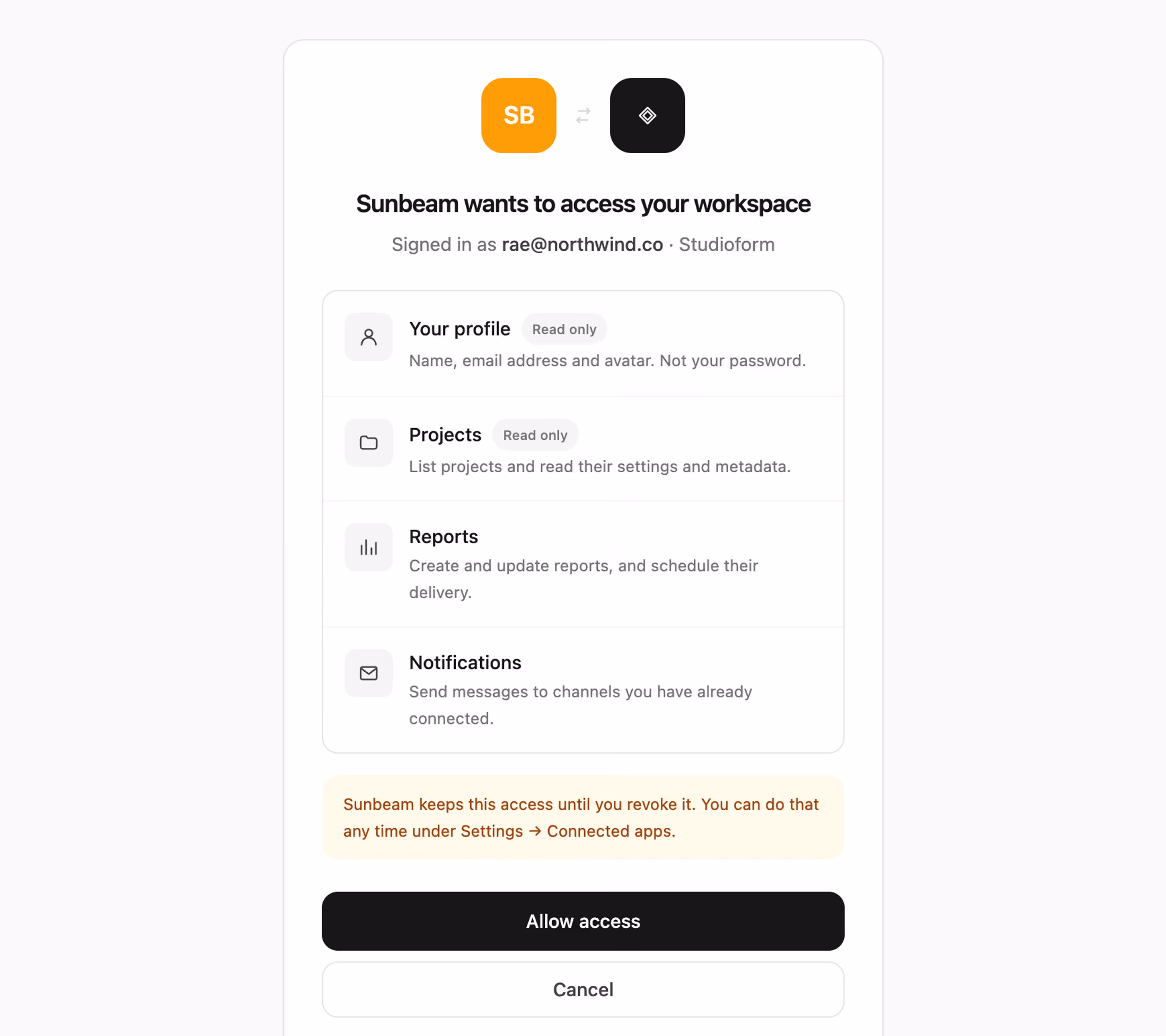 OAuth consent screen — Tailwind CSS Auth Forms layout preview