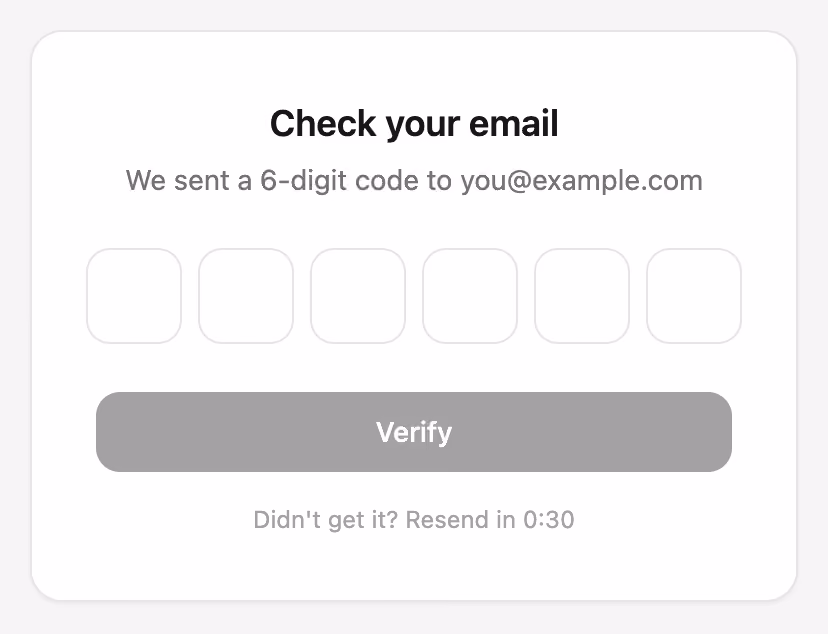 One-time code (OTP) — Tailwind CSS Auth Forms layout preview