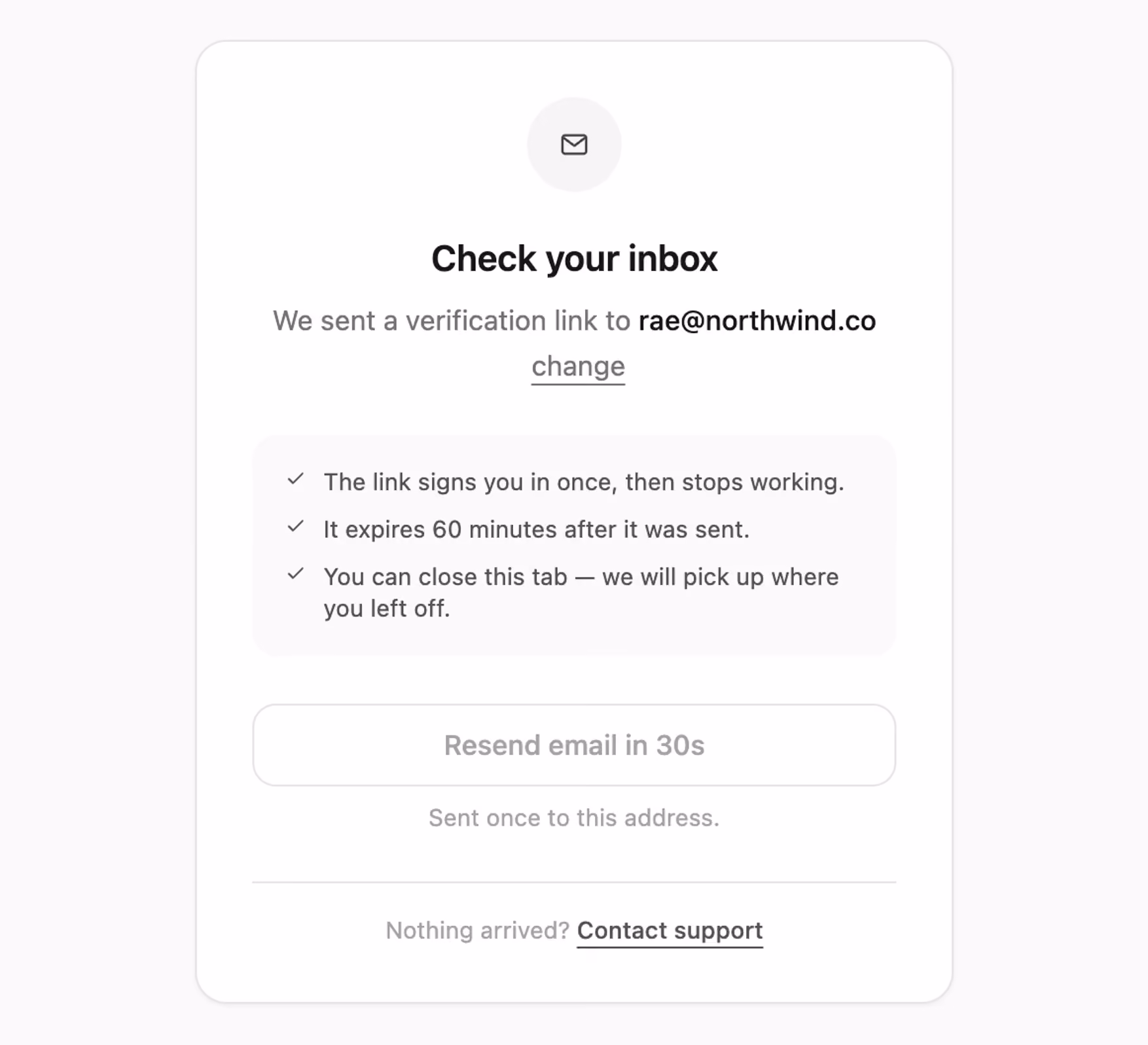 Verify email with resend timer — Tailwind CSS Auth Forms layout preview