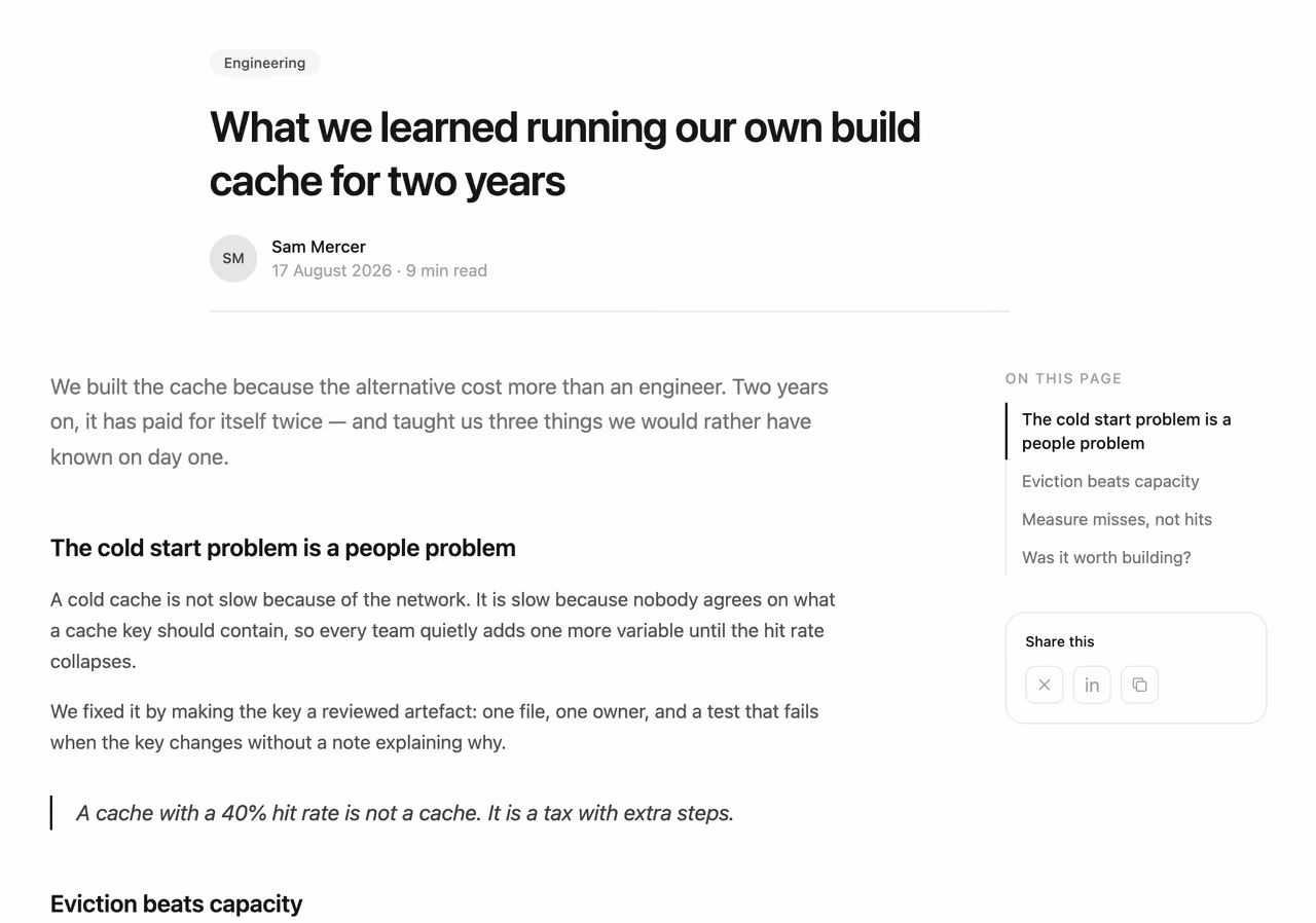 Article with sticky contents — Tailwind CSS Blog / Content layout preview