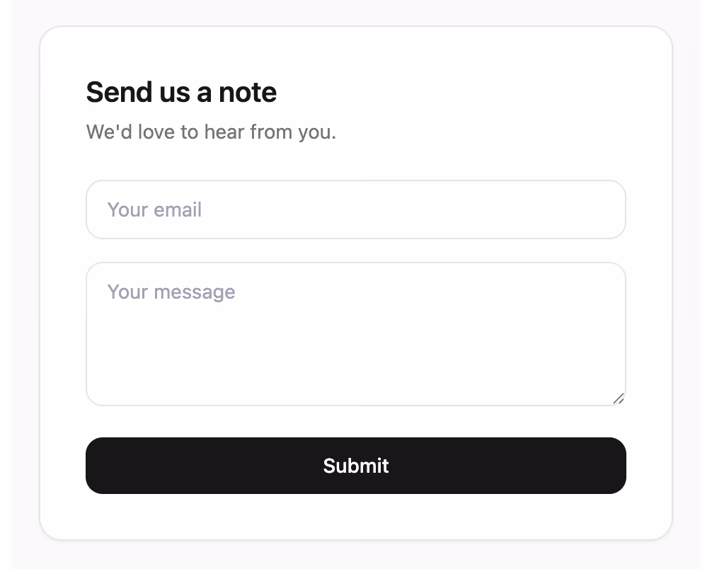 Simple support card — Tailwind CSS Contact layout preview