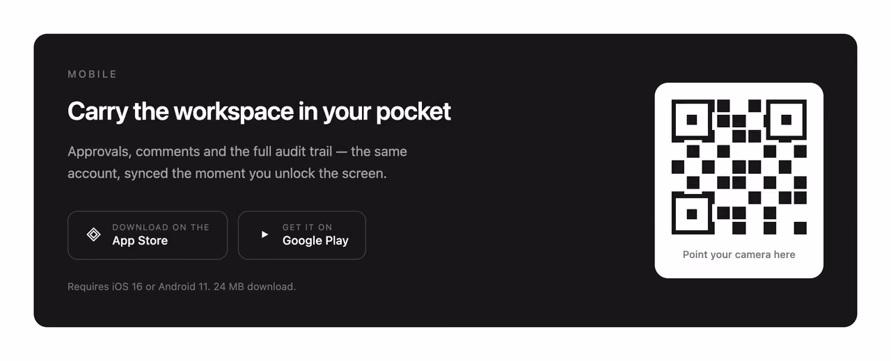 App download CTA with QR — Tailwind CSS CTA Banners layout preview