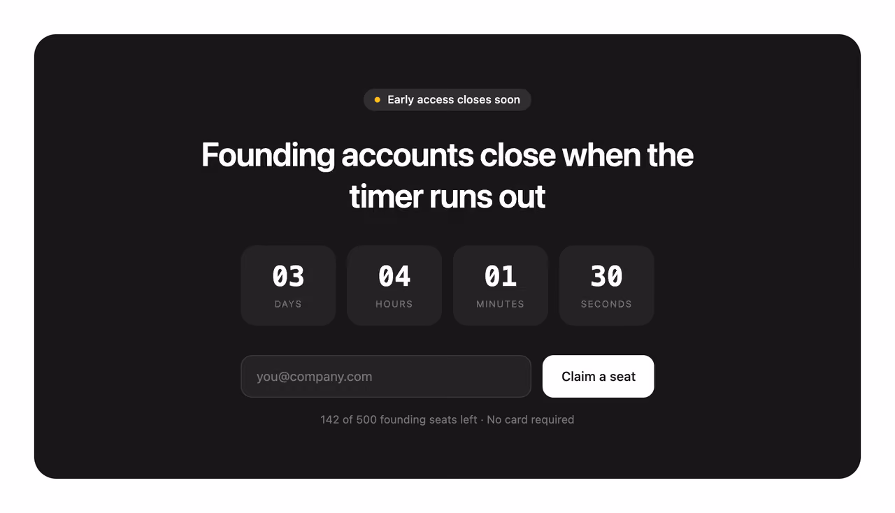 Countdown launch banner — Tailwind CSS CTA Banners layout preview