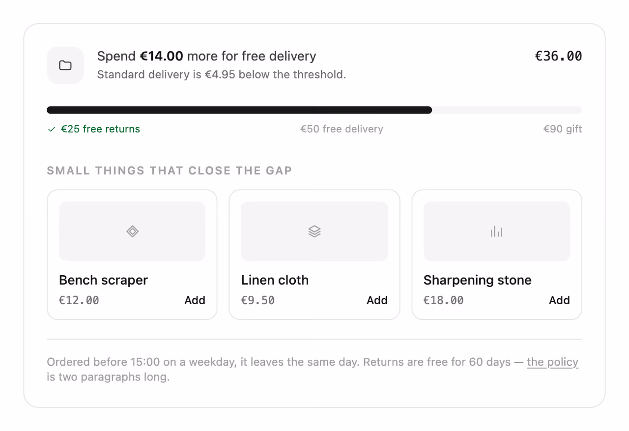 Free shipping progress bar — Tailwind CSS CTA Banners layout preview