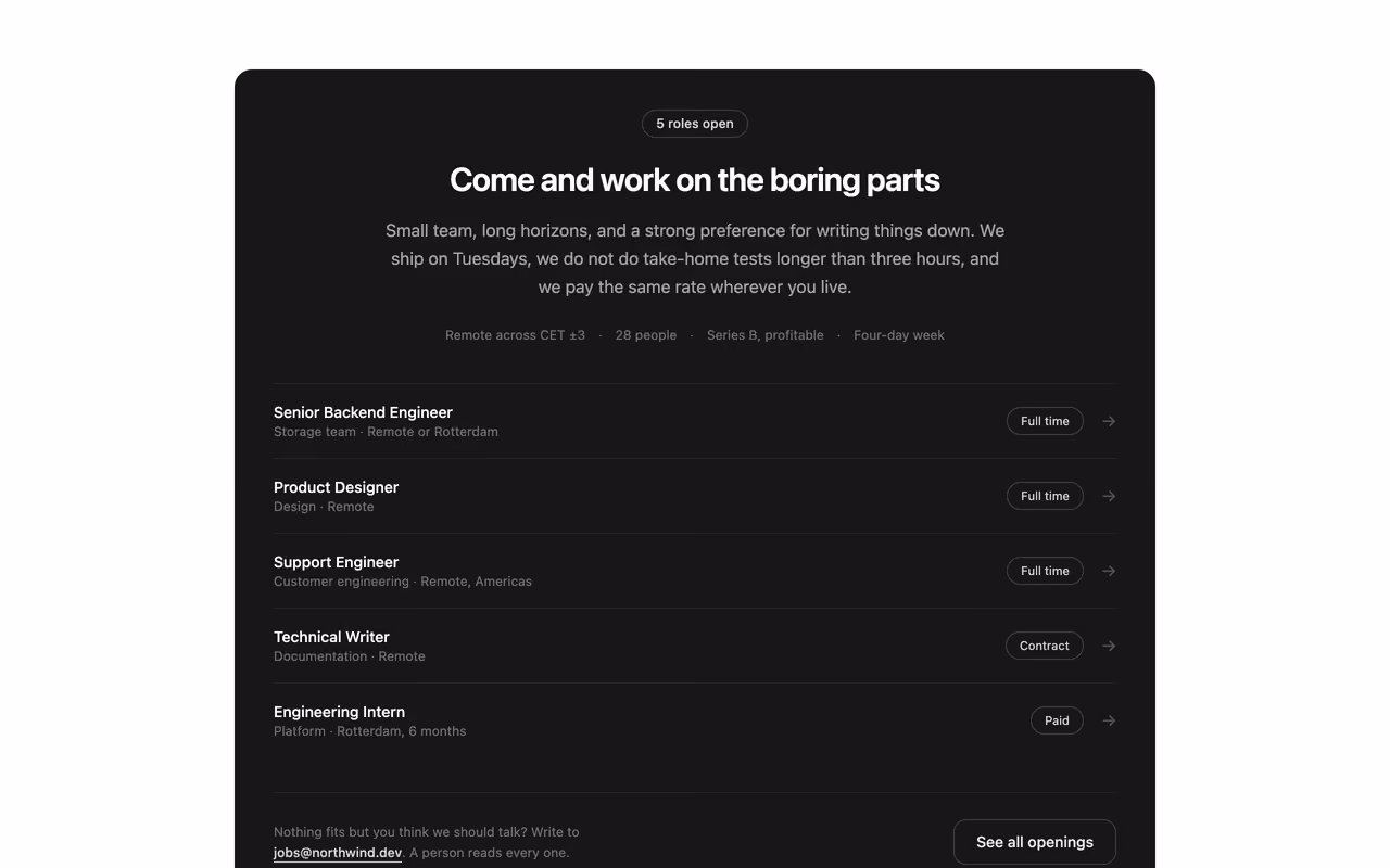 Hiring call-to-action — Tailwind CSS CTA Banners layout preview