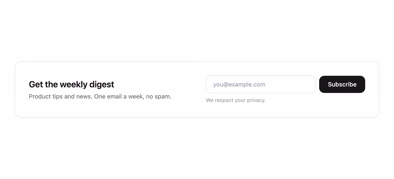 Inline newsletter — Tailwind CSS CTA Banners layout preview