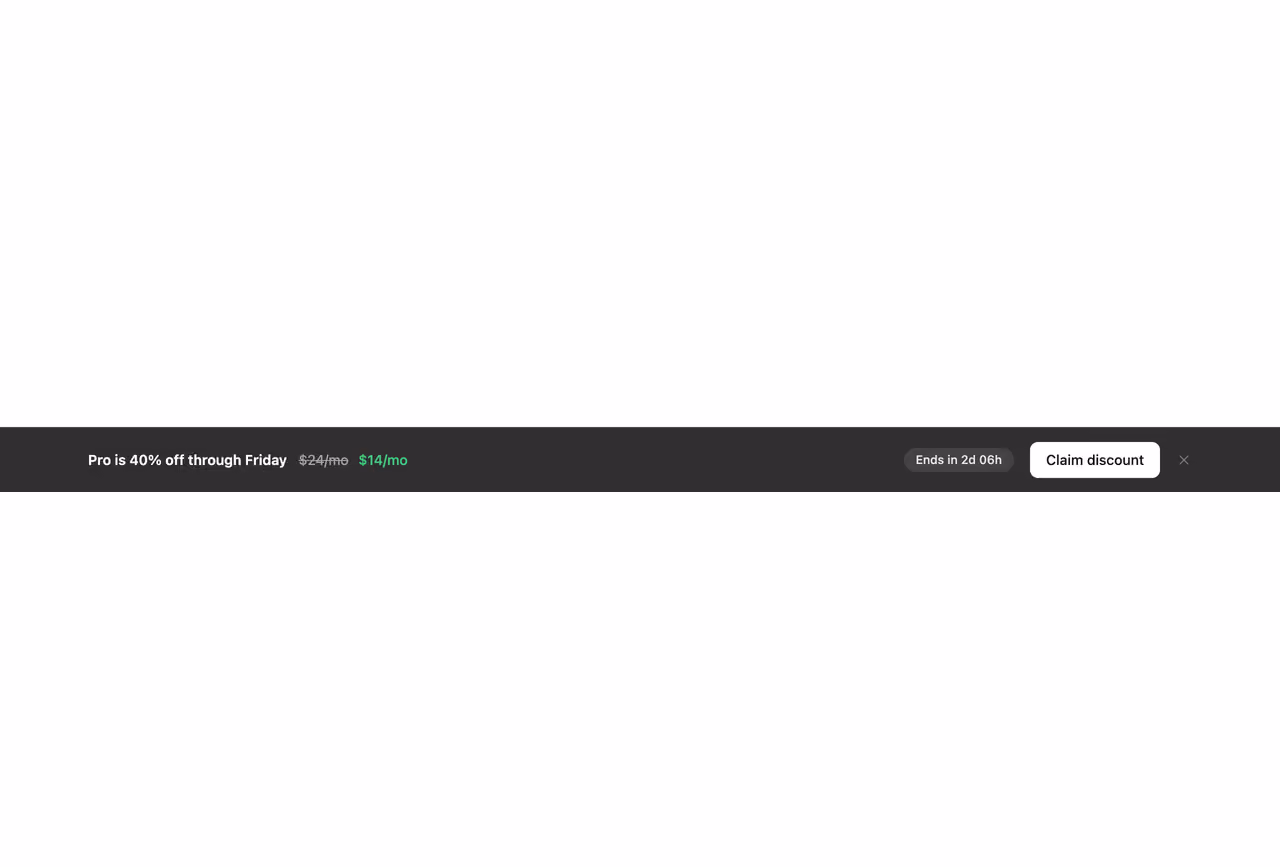 Sticky bottom conversion bar — Tailwind CSS CTA Banners layout preview
