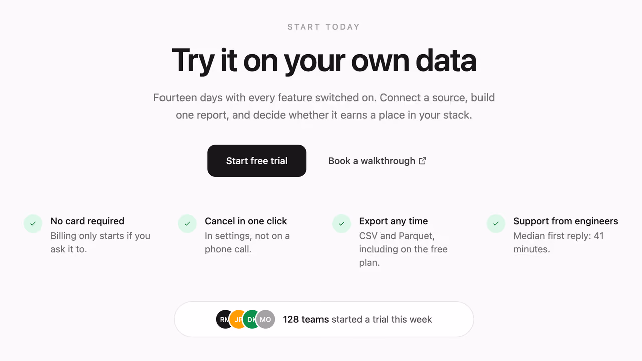 Trial CTA with reassurance — Tailwind CSS CTA Banners layout preview