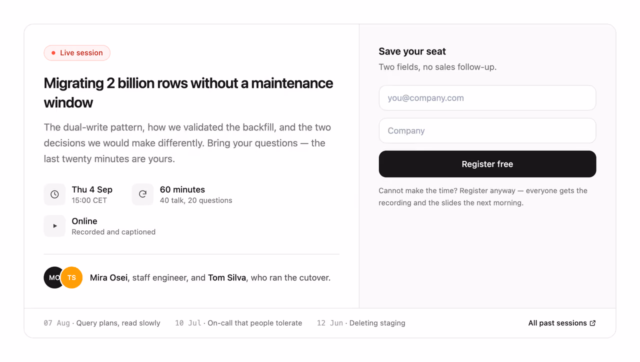 Webinar registration strip — Tailwind CSS CTA Banners layout preview