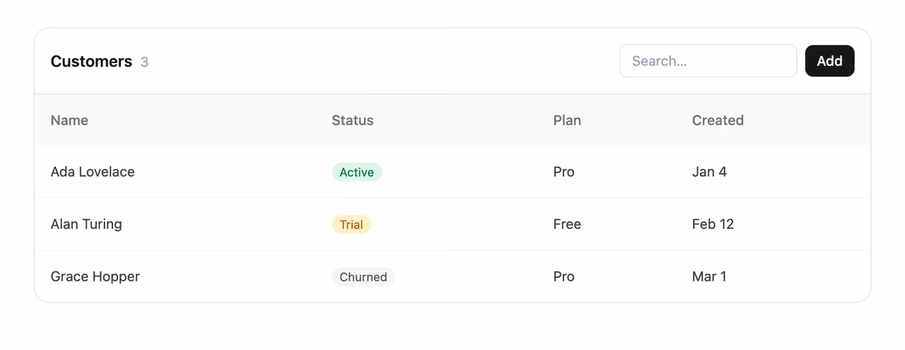 Data table with toolbar — Tailwind CSS Dashboards layout preview