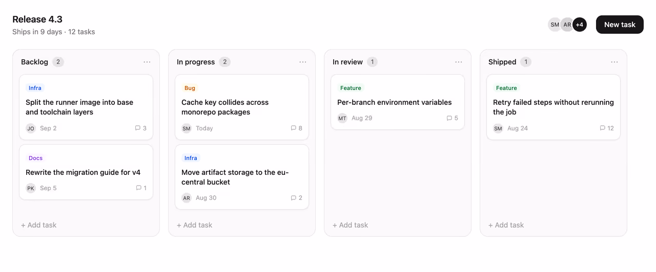 Kanban board with drag and drop — Tailwind CSS Dashboards layout preview