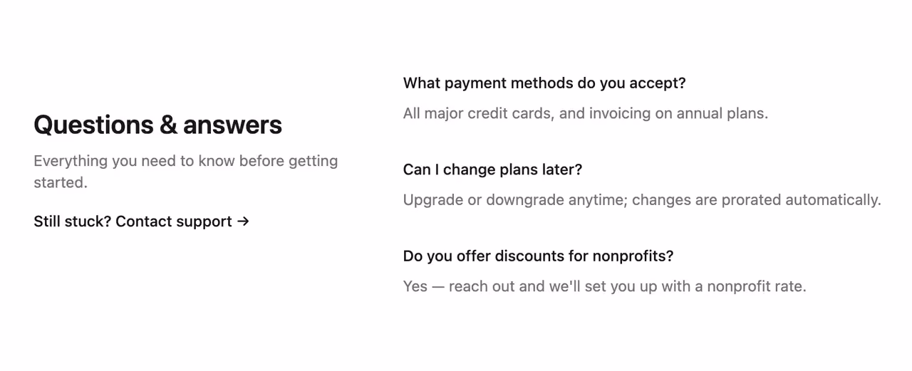 Two-column FAQ — Tailwind CSS FAQ layout preview
