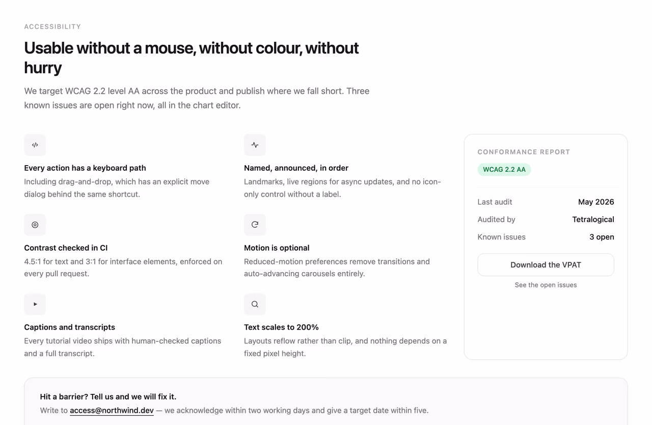 Accessibility commitments — Tailwind CSS Features / Bento layout preview