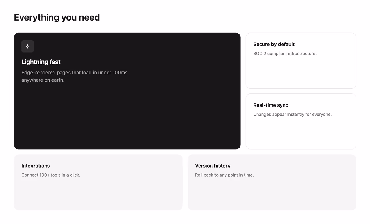 Bento grid — Tailwind CSS Features / Bento layout preview
