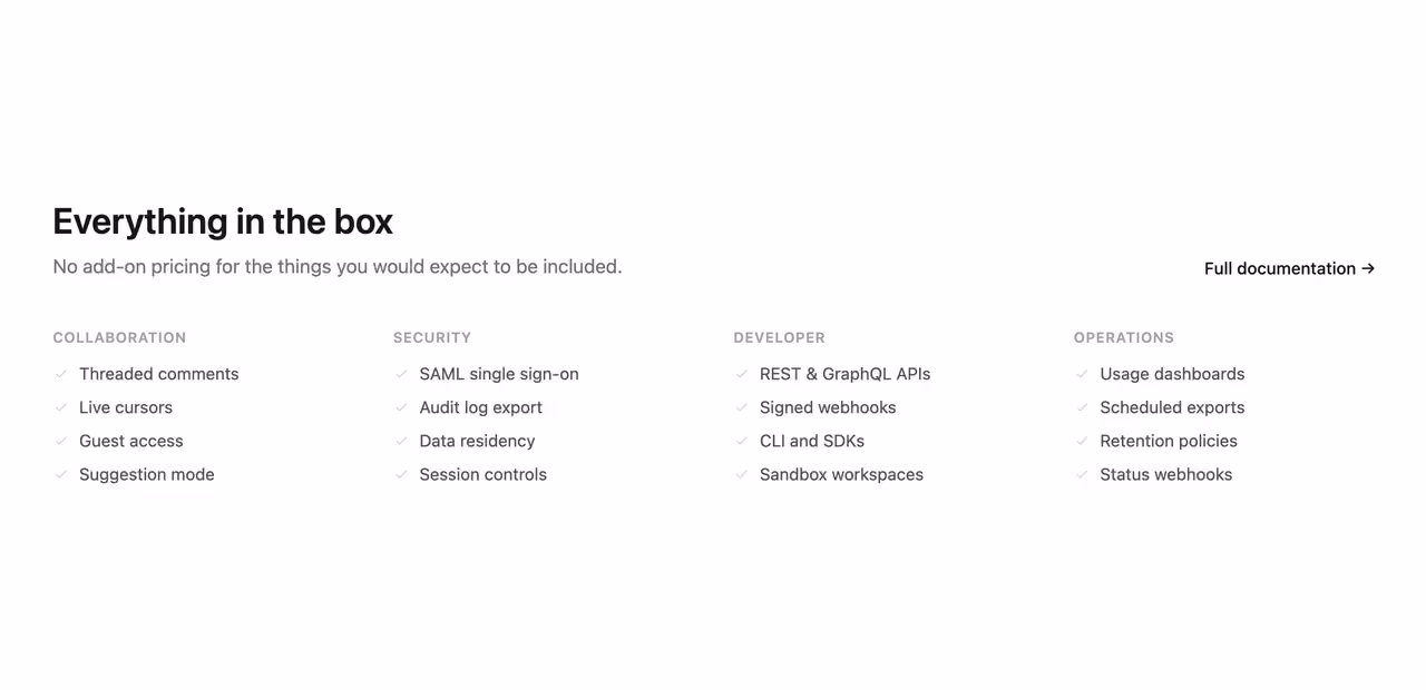 Grouped capability checklist — Tailwind CSS Features / Bento layout preview
