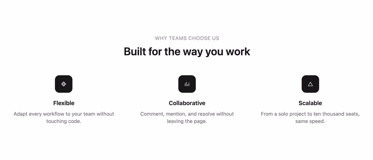 Three-column icons — Tailwind CSS Features / Bento layout preview