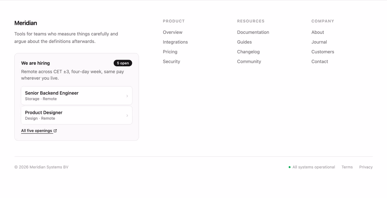 Footer with careers highlight — Tailwind CSS Footer layout preview