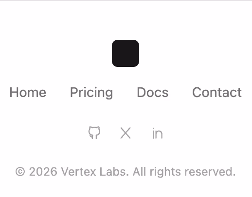 Minimal centered footer — Tailwind CSS Footer layout preview