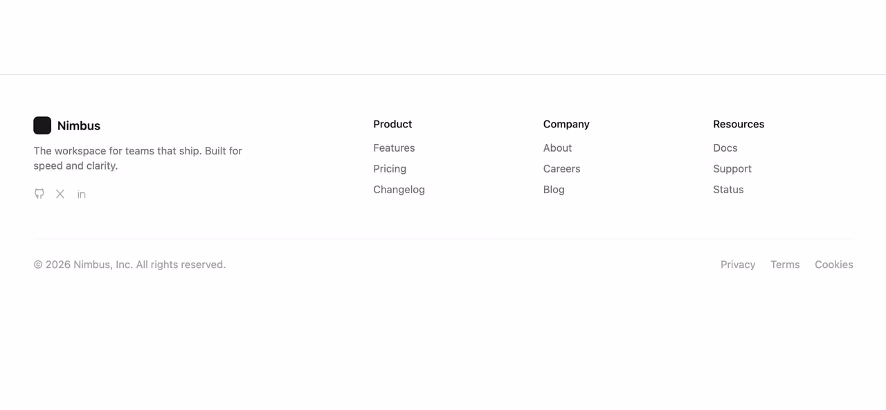 Multi-column footer — Tailwind CSS Footer layout preview