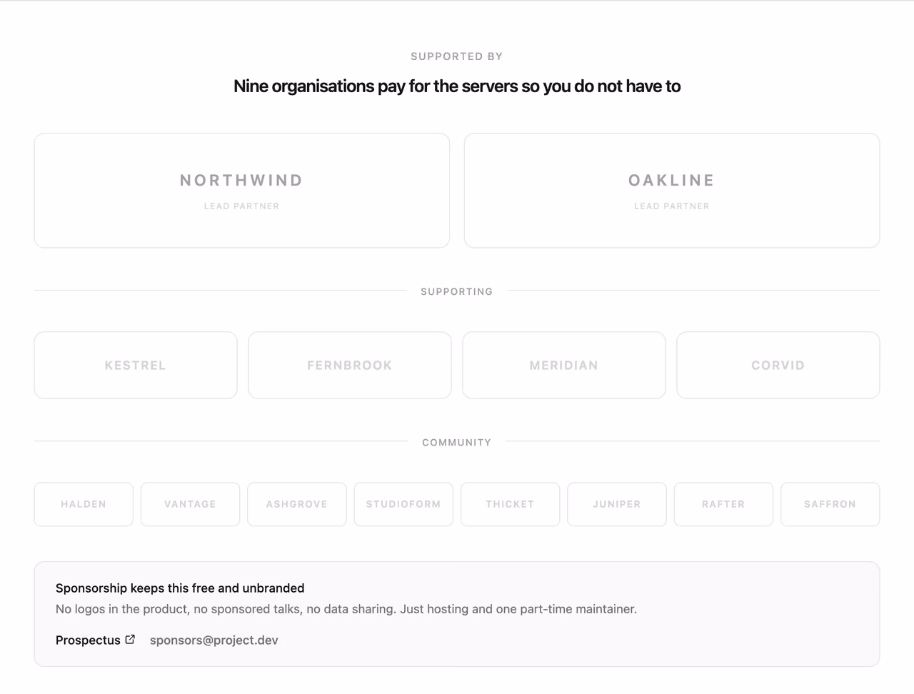 Sponsors and partners footer — Tailwind CSS Footer layout preview