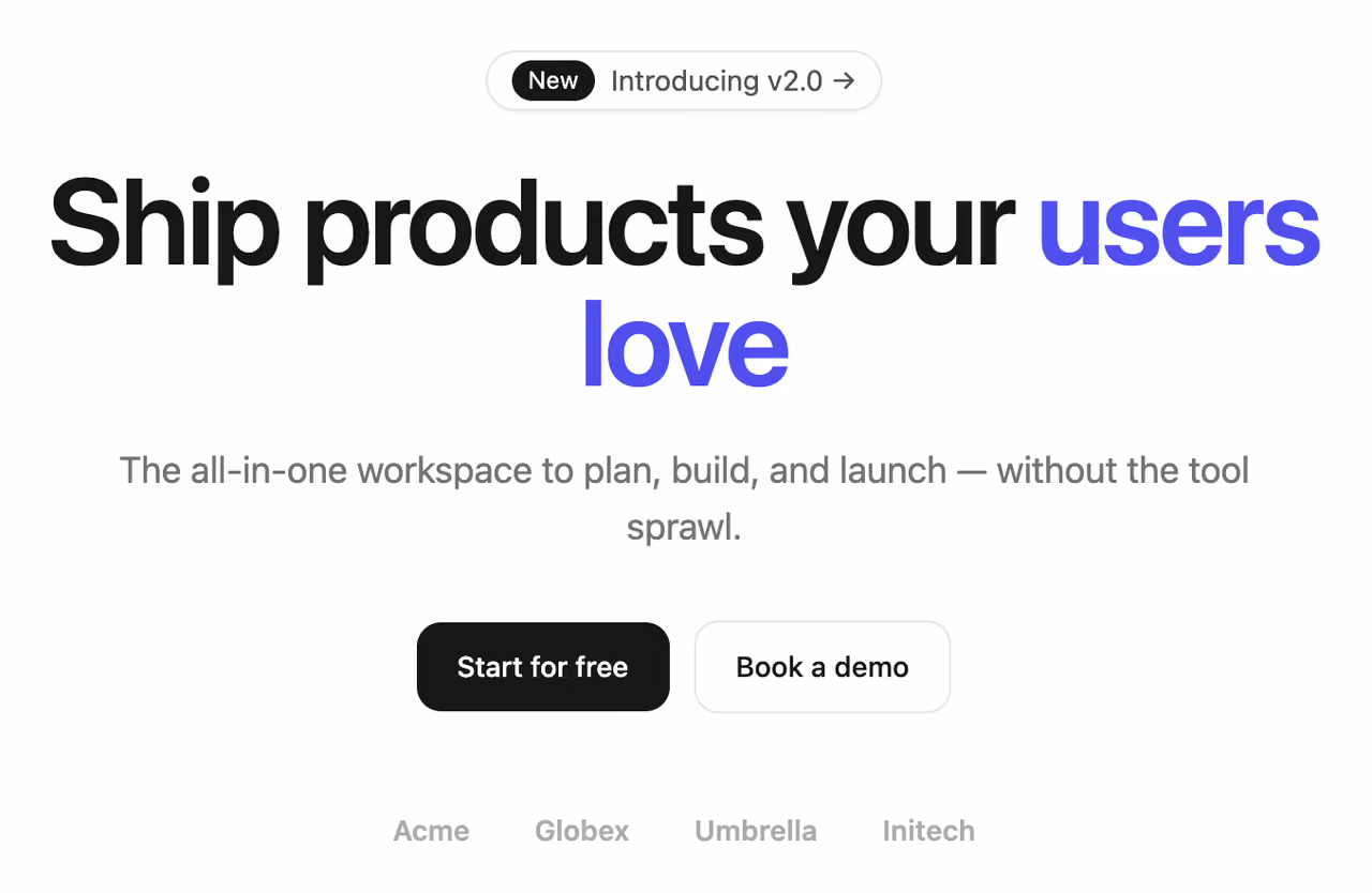 Centered headline — Tailwind CSS Hero Sections layout preview