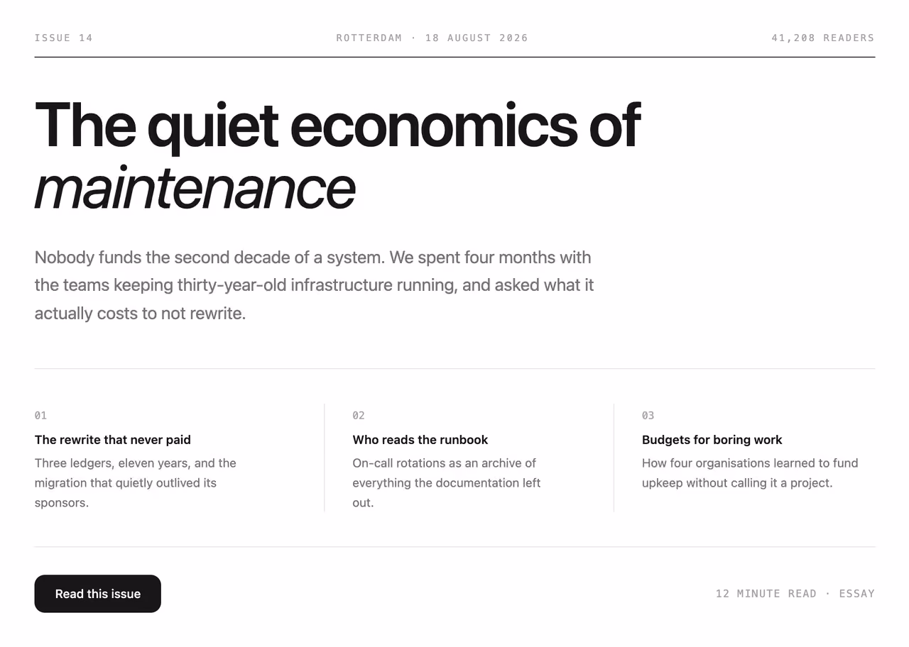 Editorial rule hero — Tailwind CSS Hero Sections layout preview