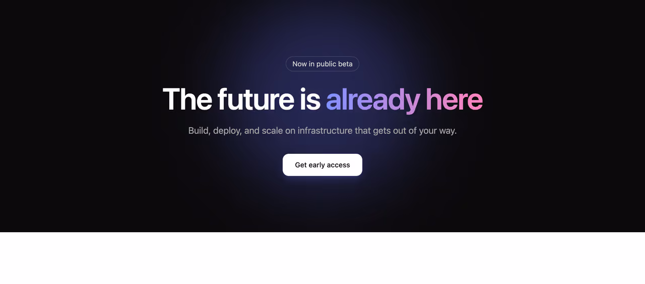 Gradient spotlight — Tailwind CSS Hero Sections layout preview
