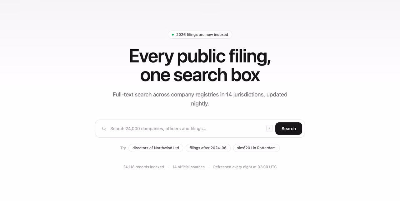Search-first hero — Tailwind CSS Hero Sections layout preview