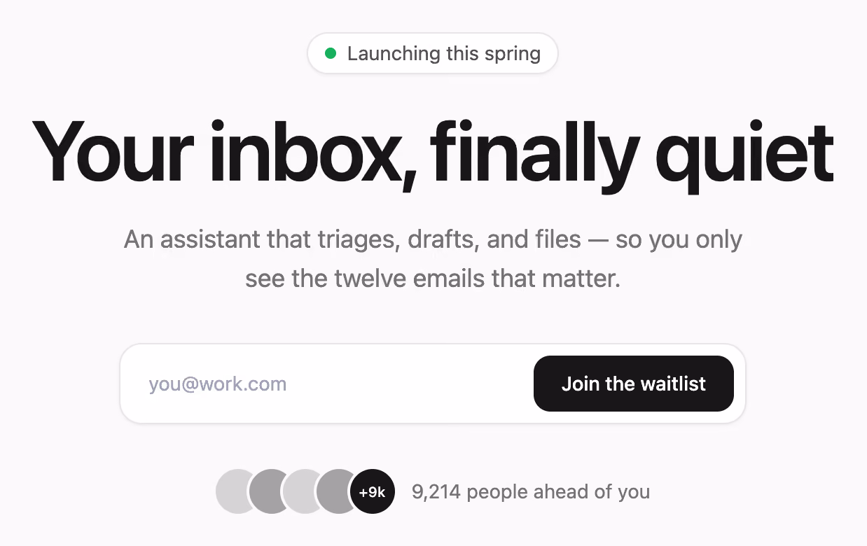 Waitlist hero with social proof — Tailwind CSS Hero Sections layout preview