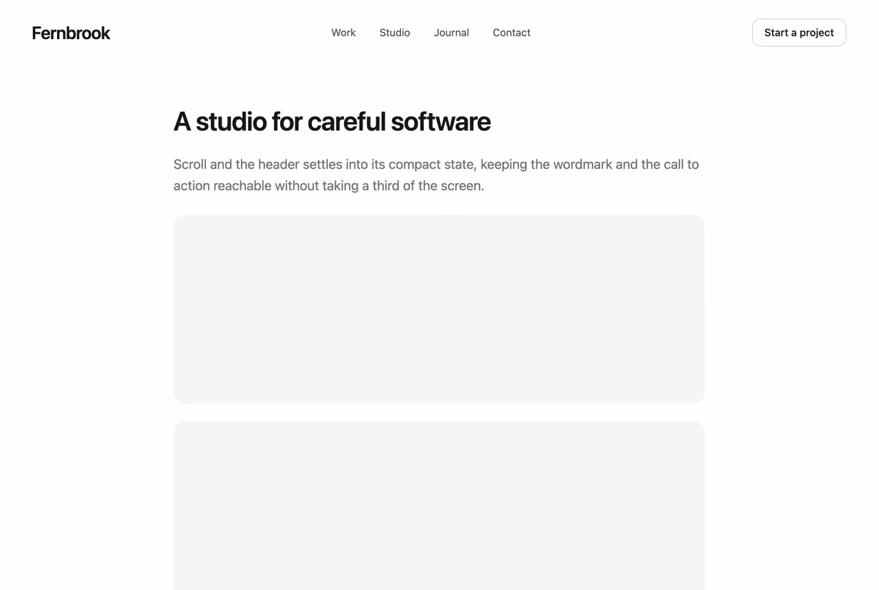 Shrink-on-scroll nav — Tailwind CSS Nav Bars layout preview