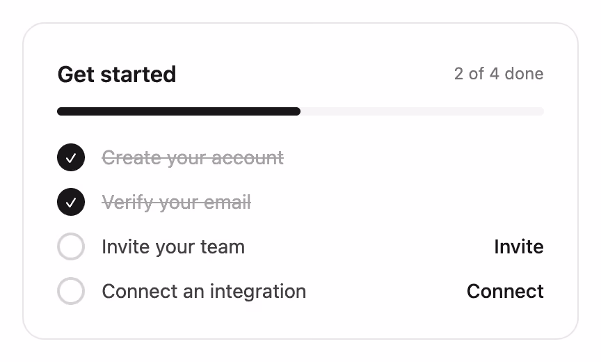 Checklist card — Tailwind CSS Onboarding layout preview