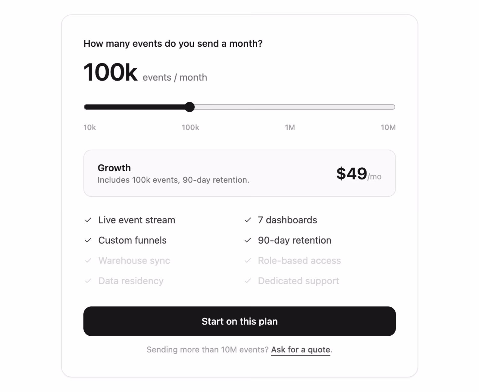 Plan slider with feature reveal — Tailwind CSS Pricing layout preview