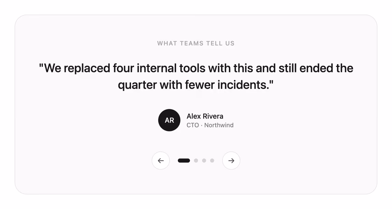 Auto-advancing quote slider — Tailwind CSS Testimonials layout preview