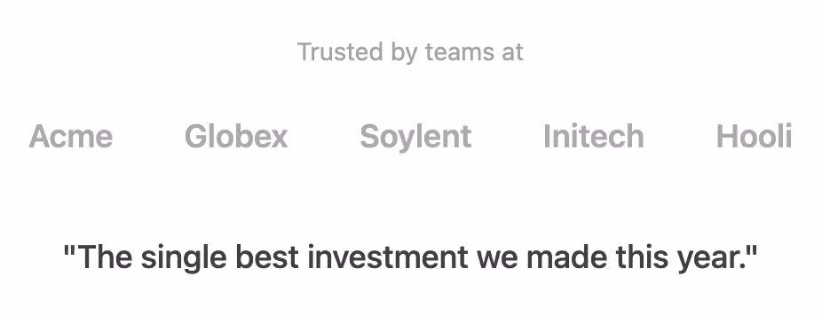 Logo wall + quote — Tailwind CSS Testimonials layout preview